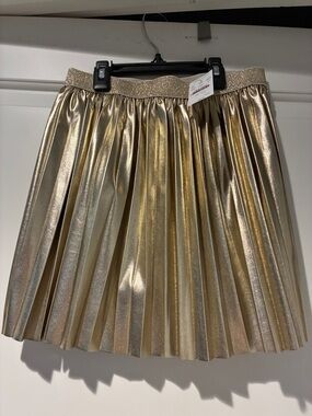 NWT Crewcuts Metallic Gold Pleated Skirt (J.Crew kids)